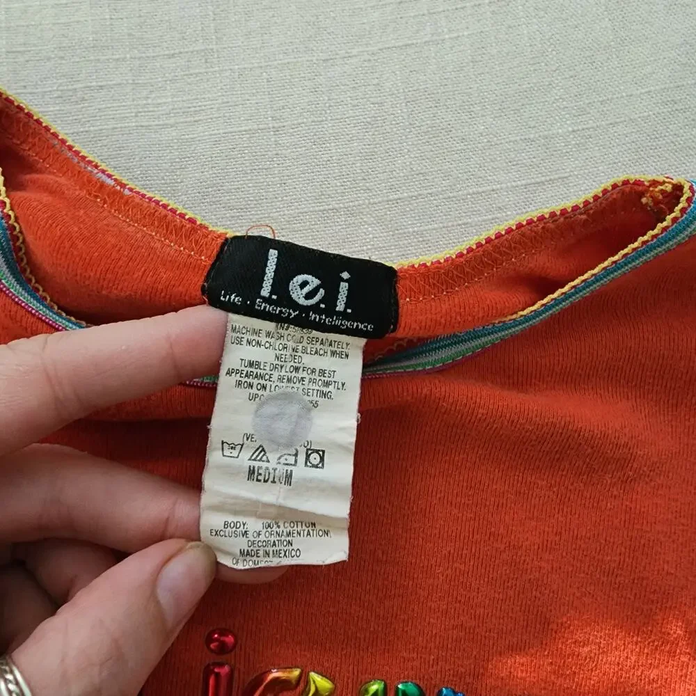 Vintage Y2K LEI Jeans Spellout Long Sleeve Shirt kids 7/8